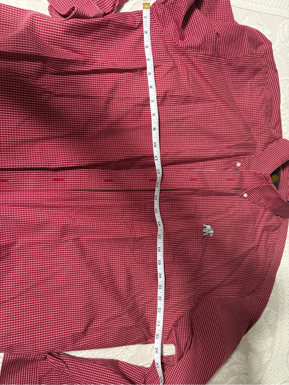 Shirt Shop Men's Red Check Button-Down Shirt Embroidered Logo Roll Tide Alabama - Picture 4 of 5